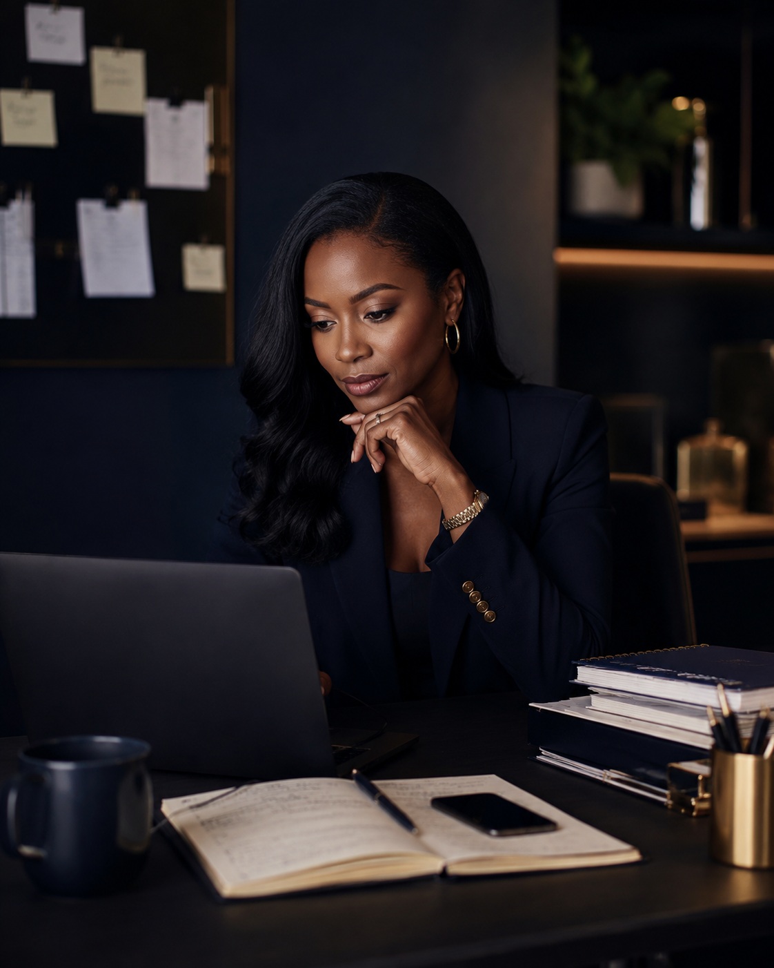 Professional woman reviewing business structure and backend support